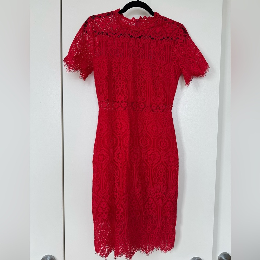 Lulu's Red Lace Shortsleeved Dress